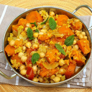 Sweet potato, cauliflower and chickpea  curry