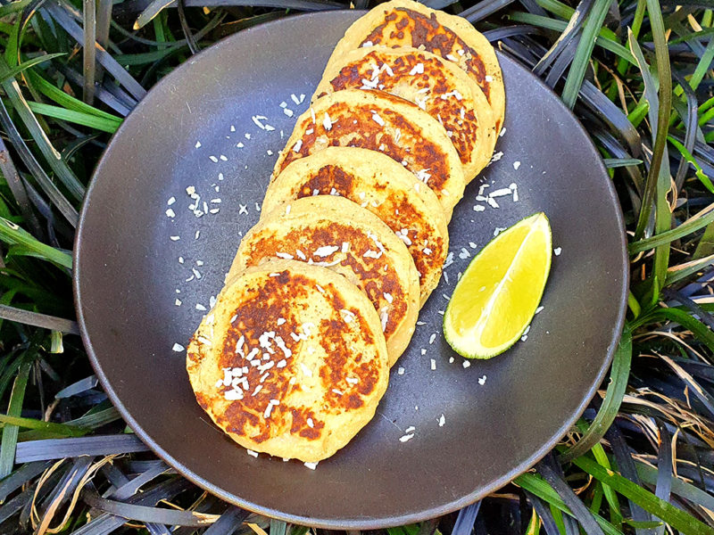 Gluten-free coconut and lime pancakes