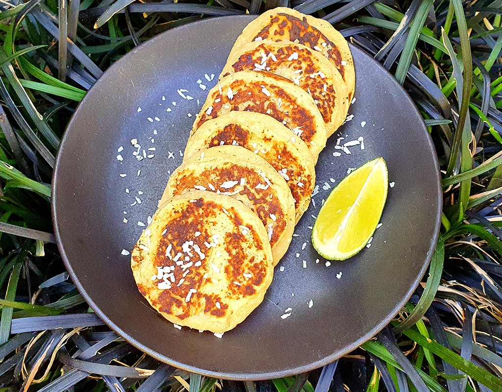 Gluten-free coconut and lime pancakes