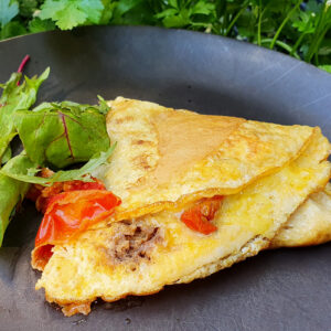 Anchovy and sun-blushed tomato omelette