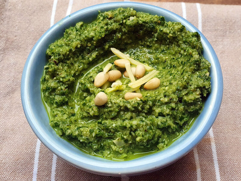 Courgette and spinach pesto