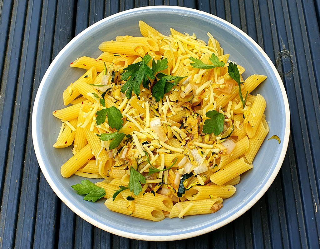 Courgette and leek pasta