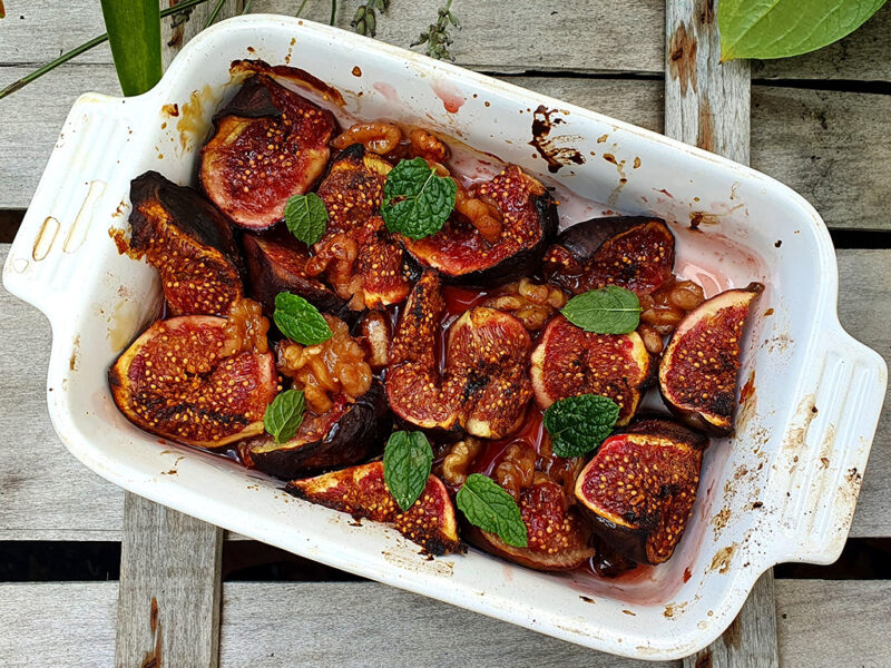 Maple baked figs with walnuts