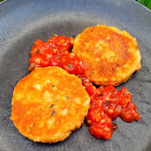 Paprika potato and bean cakes