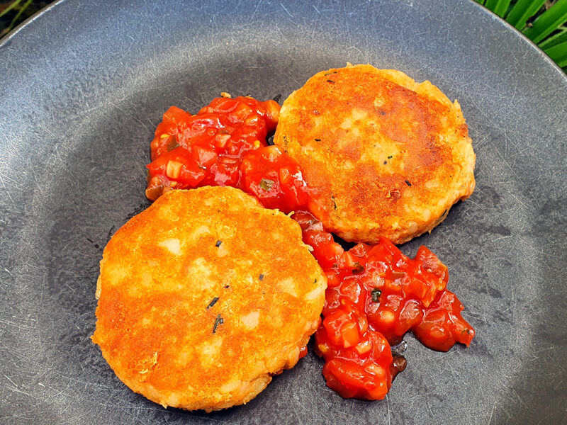 Paprika potato and bean cakes