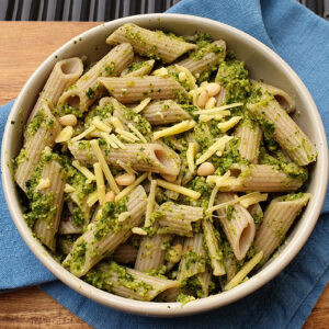 Pasta with courgette and spinach pesto