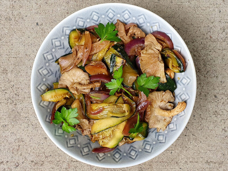 Balsamic mixed mushrooms with courgette