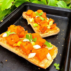 Crostini with caramelised butternut squash