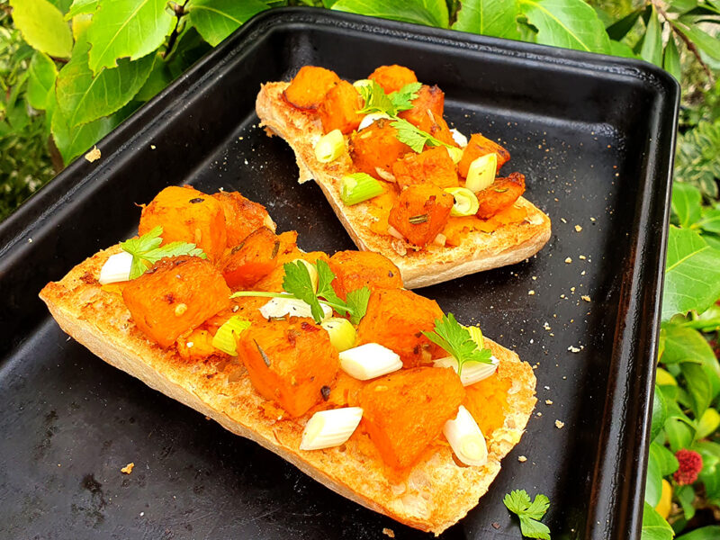 Crostini with caramelised butternut squash