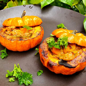 Mini squash stuffed with spiced mince