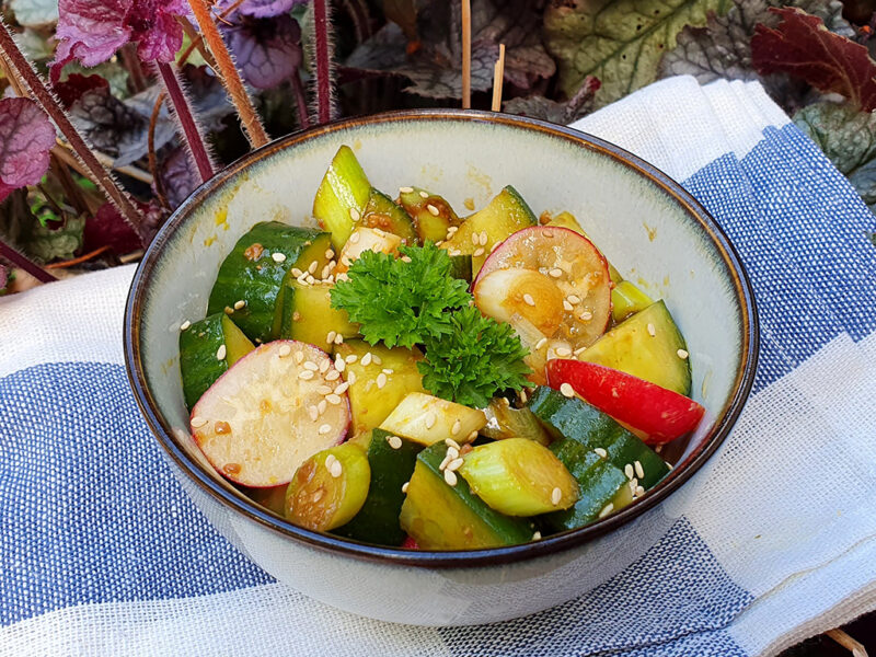 Miso cucumber and radish salad