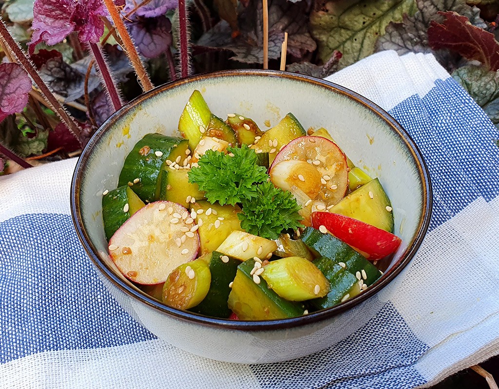 Miso cucumber and radish salad