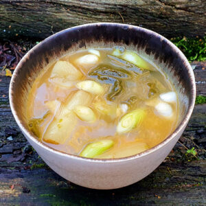 Miso potato soup with cabbage