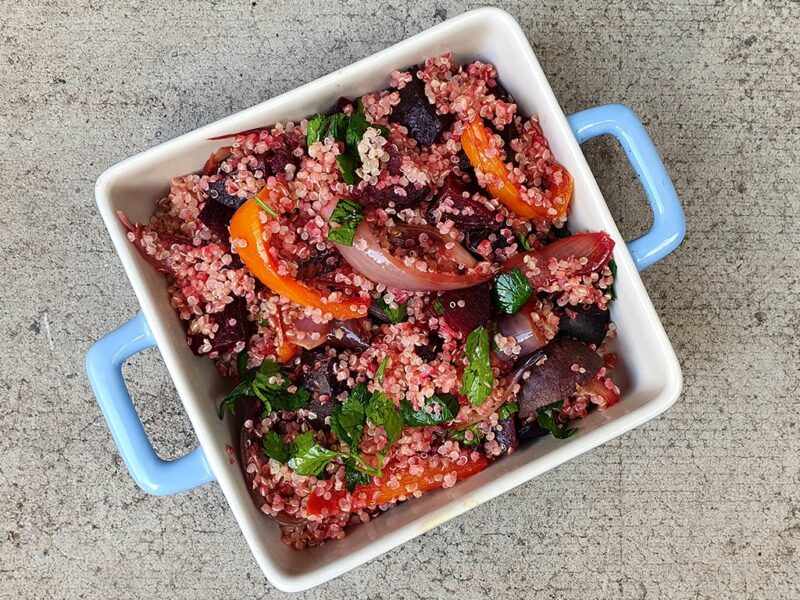 Quinoa with balsamic roasted beetroot