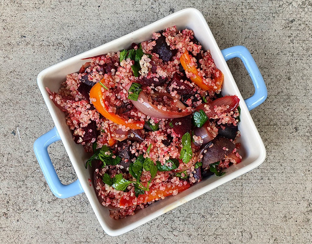 Quinoa with balsamic roasted beetroot