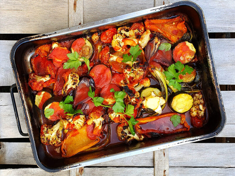 Roasted cauliflower, courgette and bell pepper