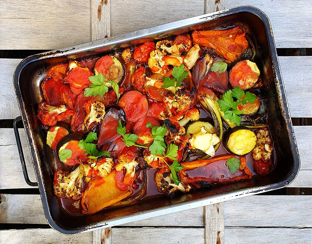 Roasted cauliflower, courgette and bell pepper