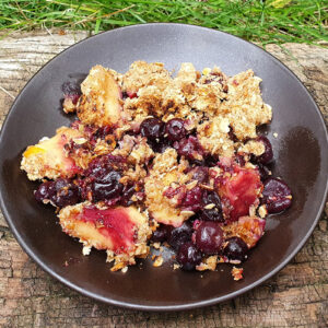 Spiced apple and blueberry crumble