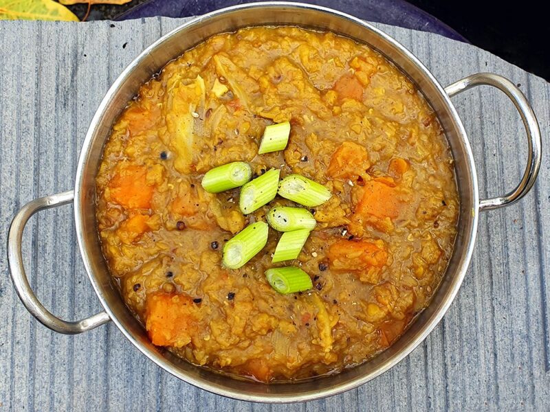 Sweet potato and red lentil dhal