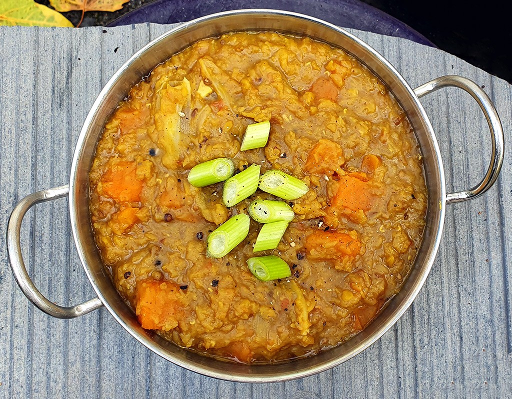 Sweet potato and red lentil dhal