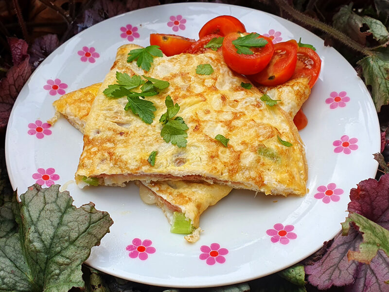 Omelette with cheese and Parma ham