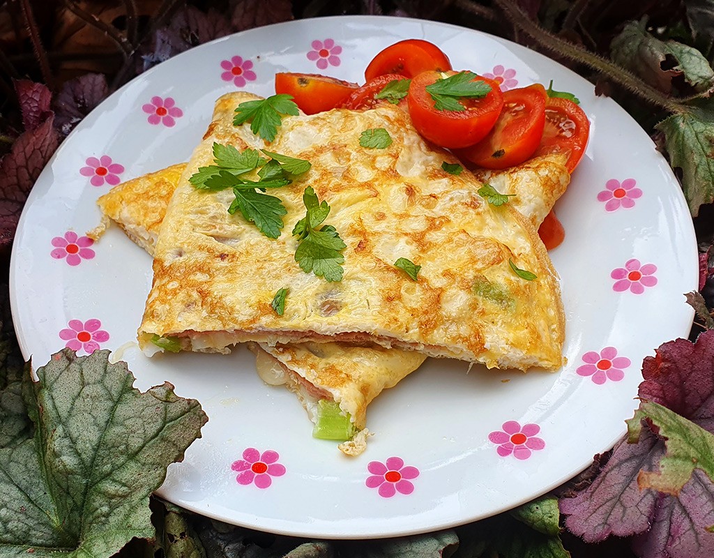 Omelette with cheese and Parma ham