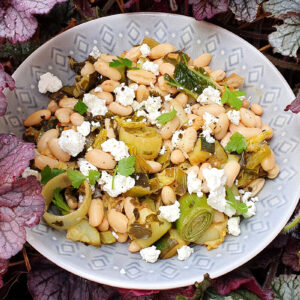 Pan-fried greens with beans