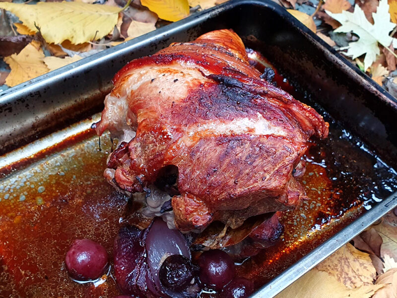 Cherry roasted pork