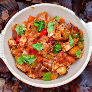 Leftover roasted turkey stew