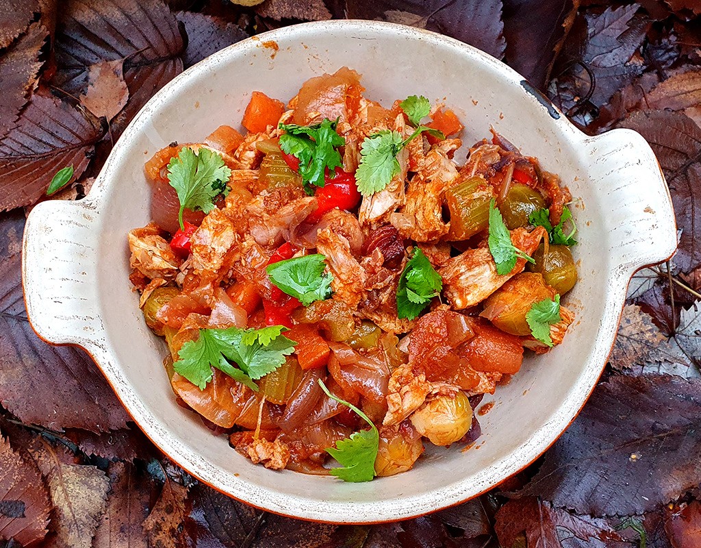 Leftover roasted turkey stew