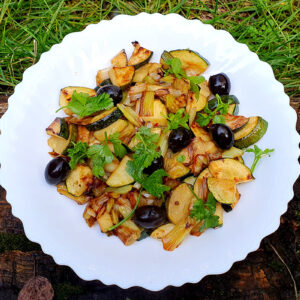 Sauteed balsamic courgette with spring onion