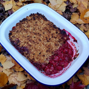 Sour cherry and almond crumble