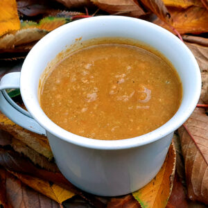 Spiced butternut squash, broccoli and chickpea soup