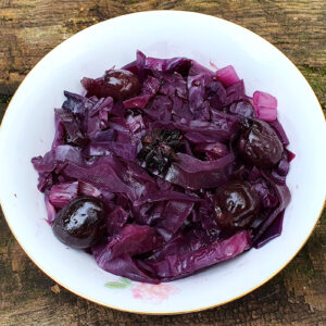 Spiced red cabbage with brandied cherries