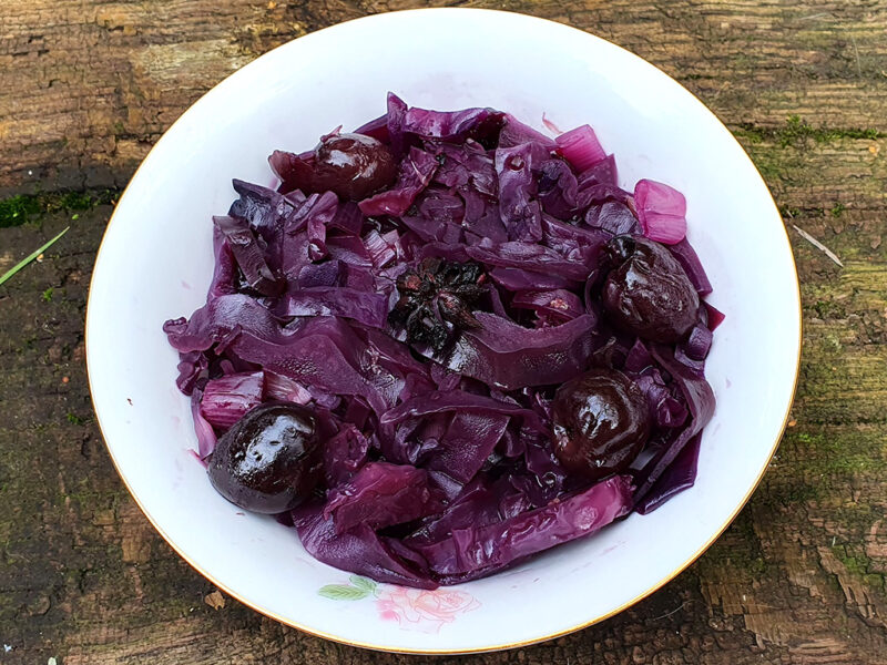 Spiced red cabbage with brandied cherries