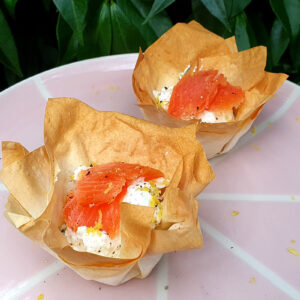 Zesty smoked salmon filo tarts