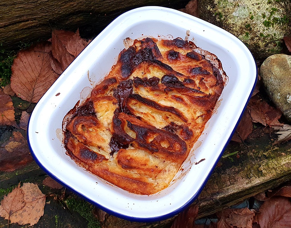 Baileys croissant bread and butter pudding