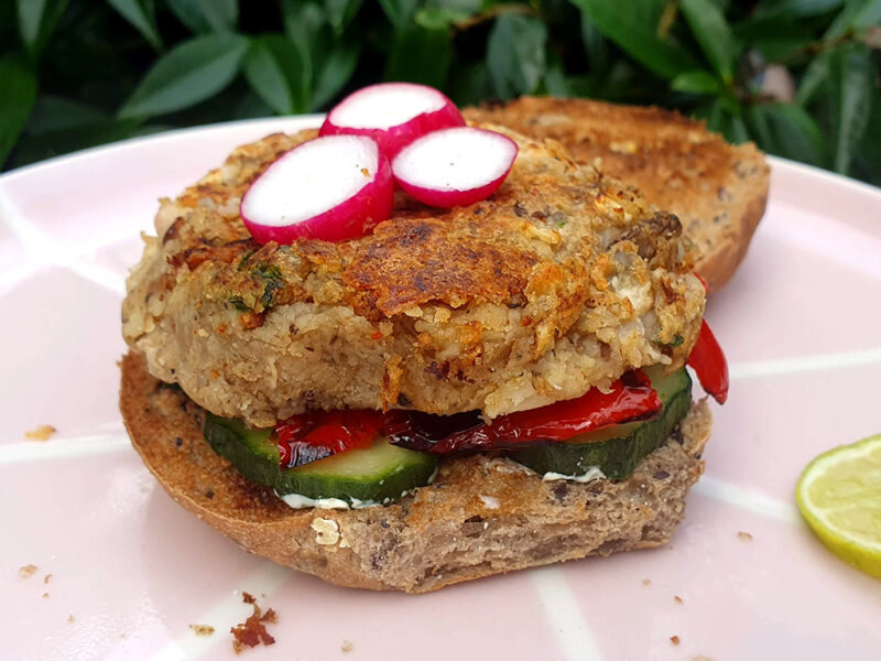 Cauliflower and bean burger