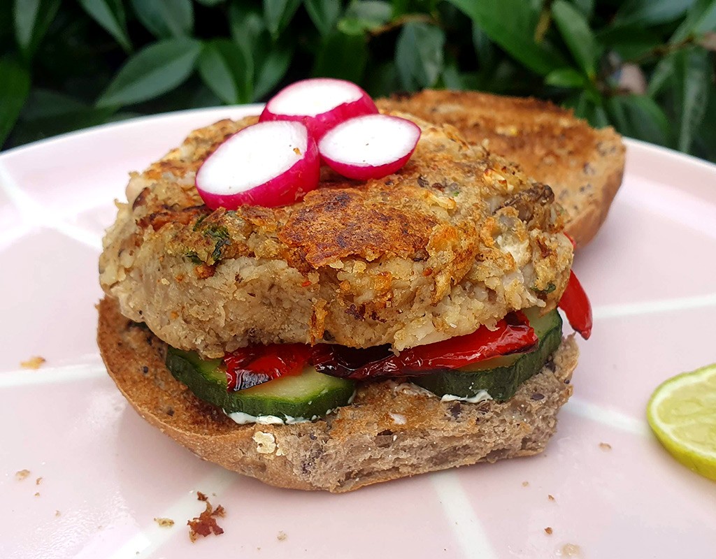 Cauliflower and bean burger