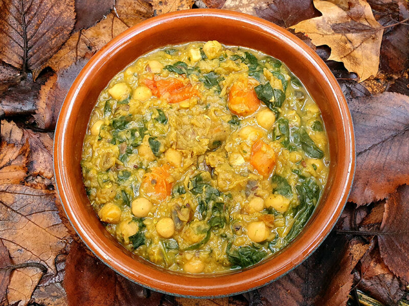 Chickpea dhal with spinach