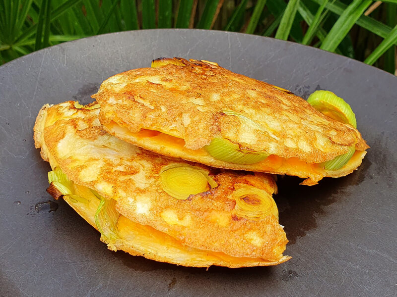 Leek and cheese omelette