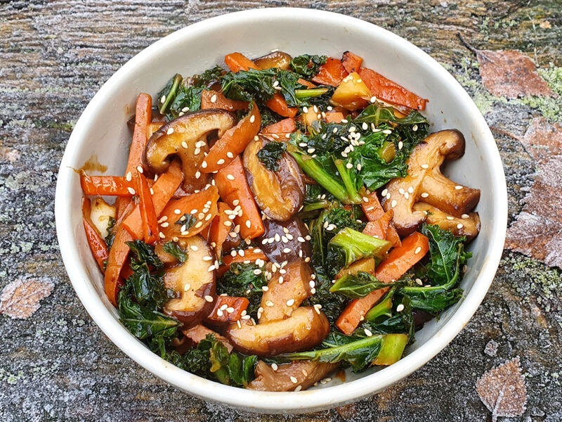 Shiitake and kale stir-fry