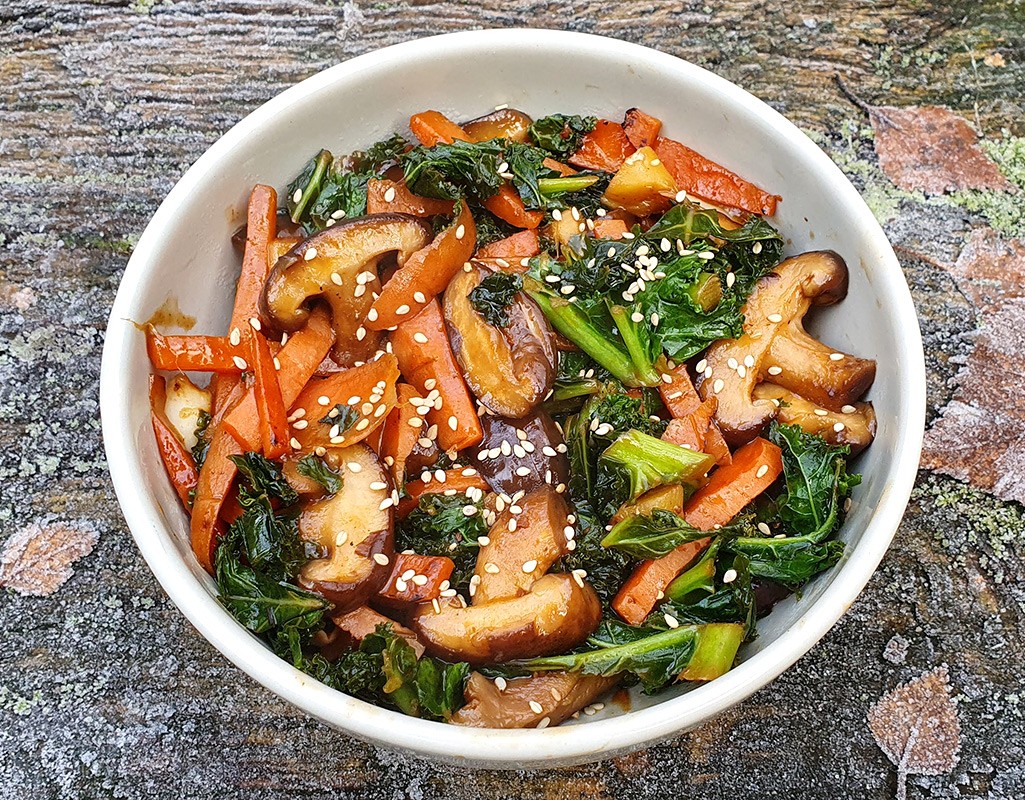 Shiitake and kale stir-fry