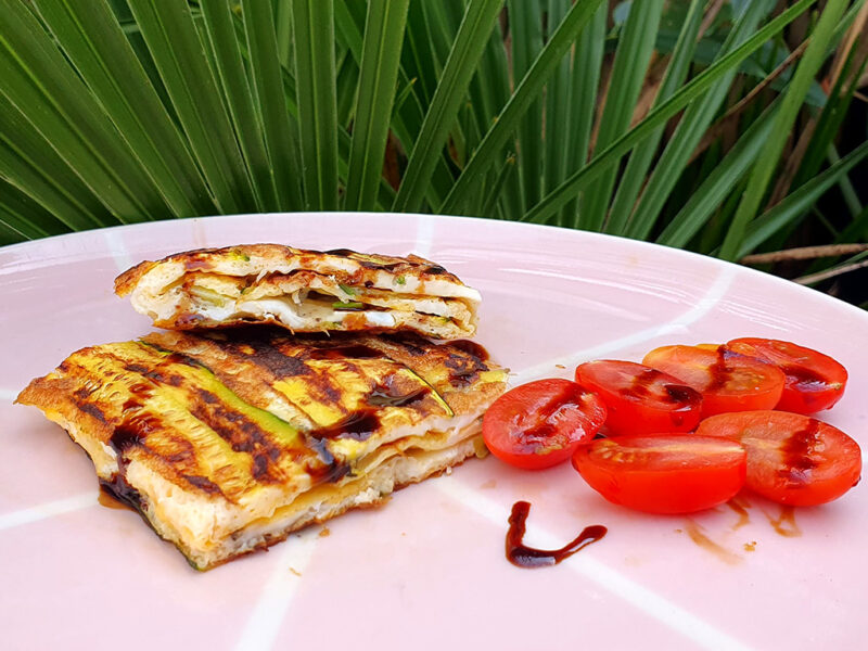 Courgette and egg omelette squares