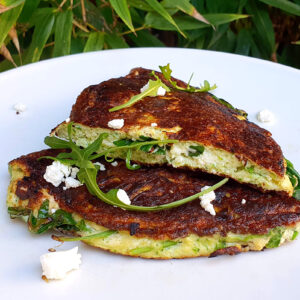 Courgette omelette with feta