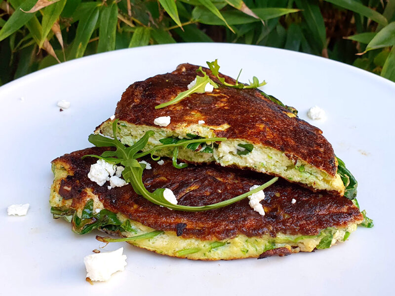 Courgette omelette with feta