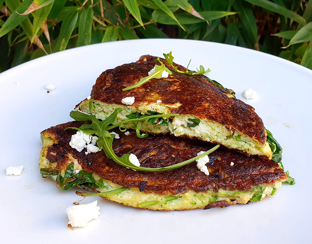 Courgette omelette with feta