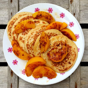 Peach and almond pancakes