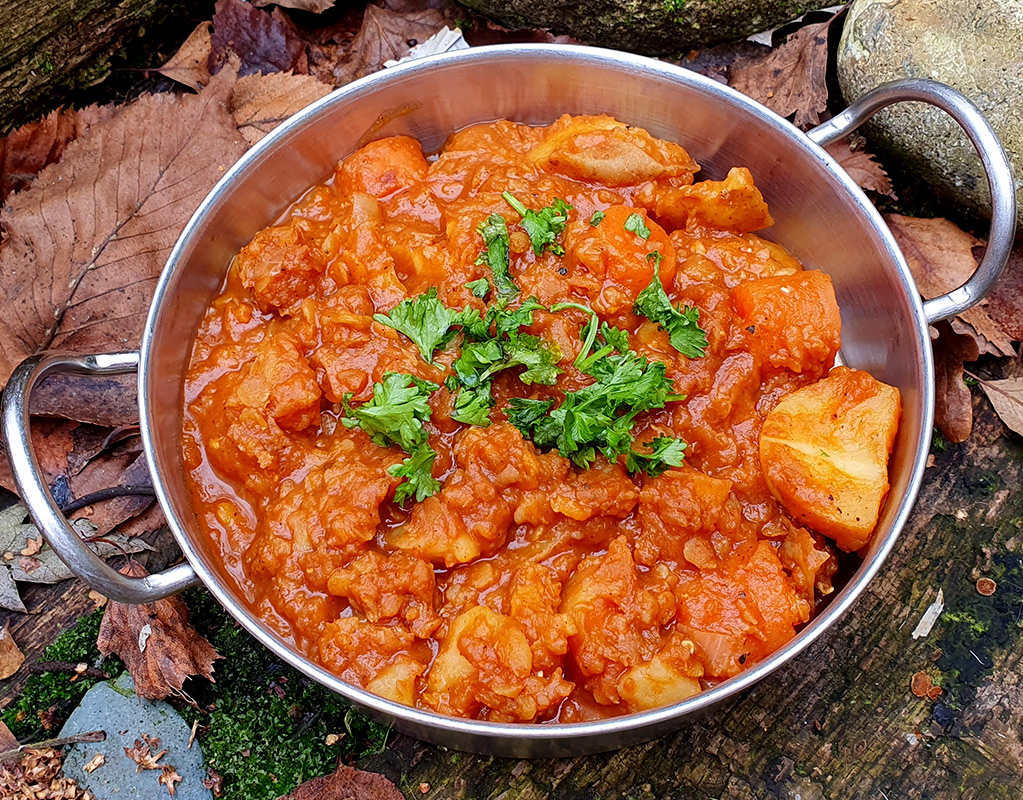 Potato, parsnip and red lentil curry