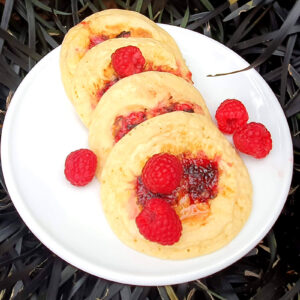 Raspberry and lemon pancakes